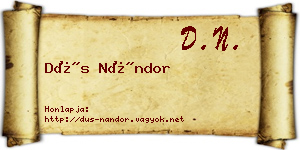 Dús Nándor névjegykártya